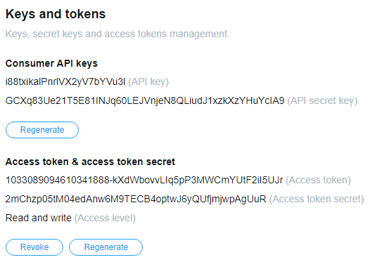 keys and token values